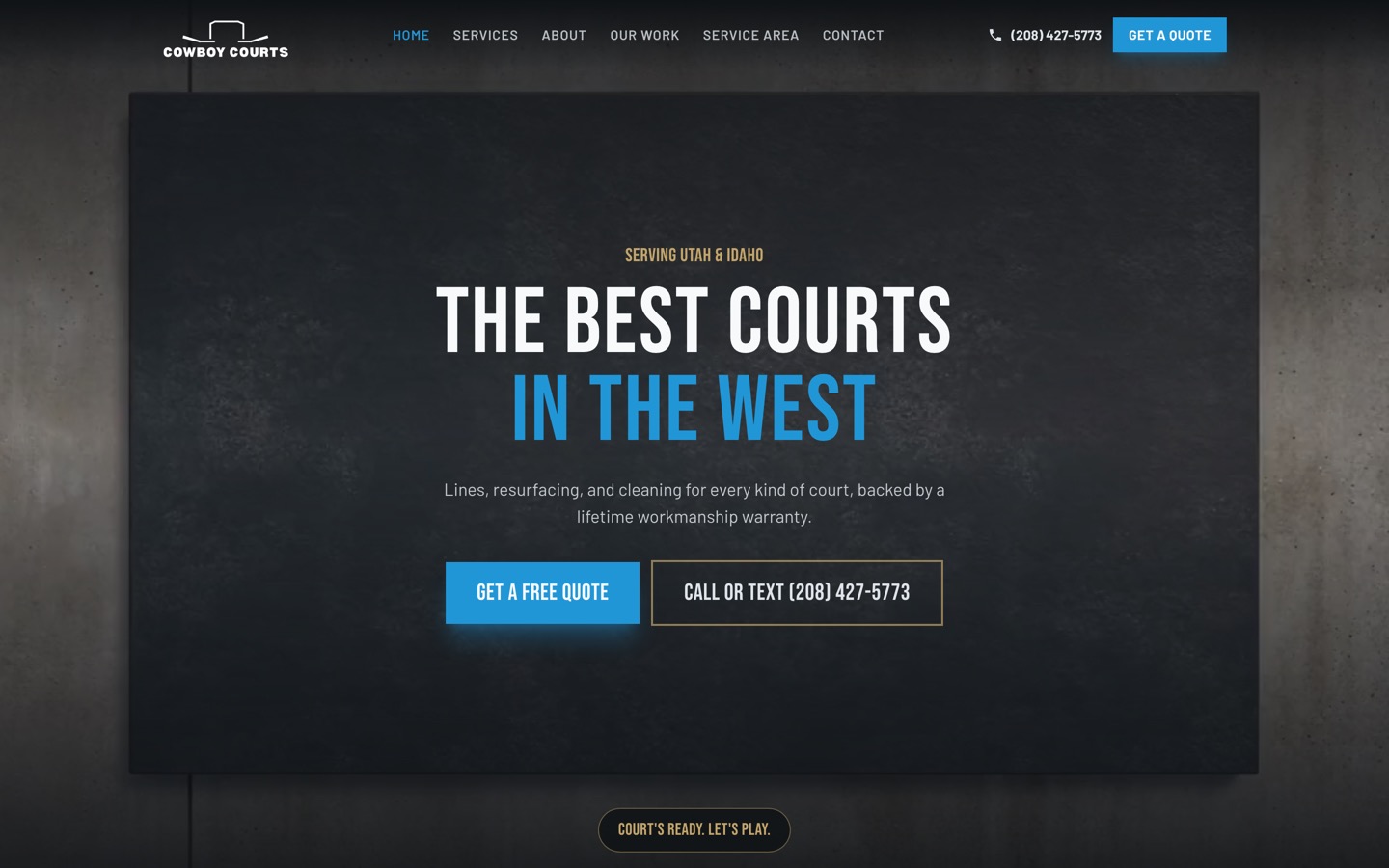 Cowboy Courts website, built by Tearaway Marketing