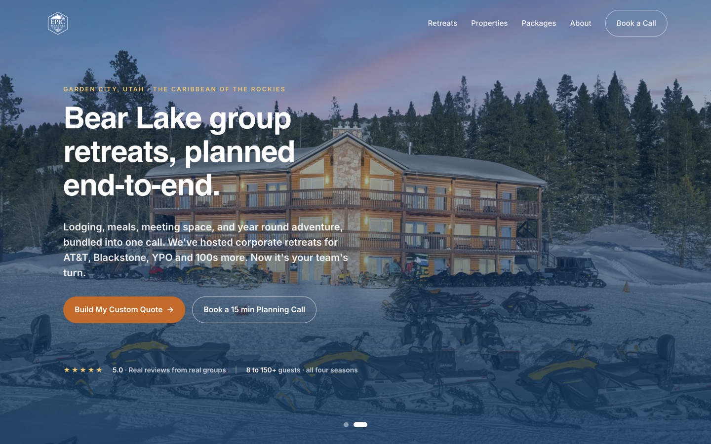 Epic Bear Lake website, built by Tearaway Marketing