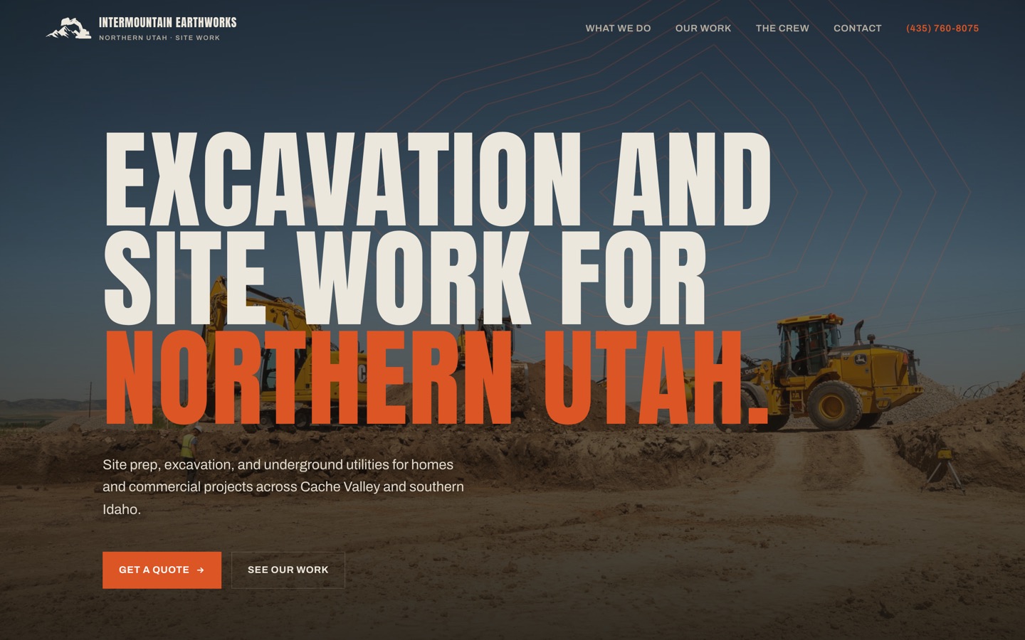 Intermountain Earthworks website, built by Tearaway Marketing